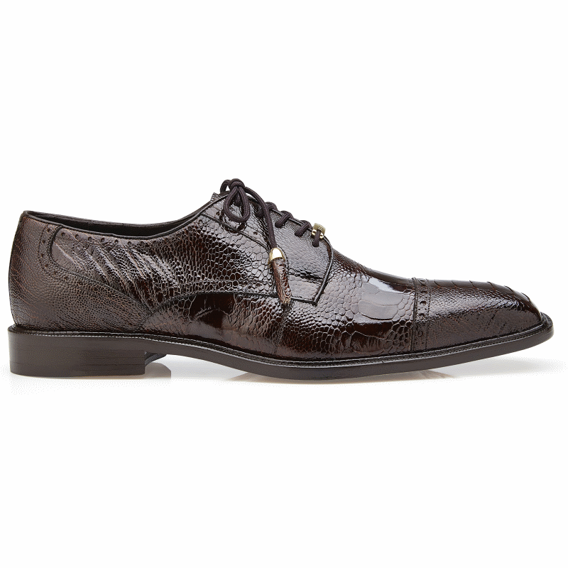 Belvedere Batta Ostrich Leg Cap Toe Shoes Chocolate