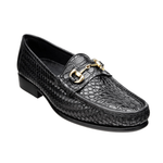 Belvedere Beltramo Woven & Crocodile Bit Loafers Black