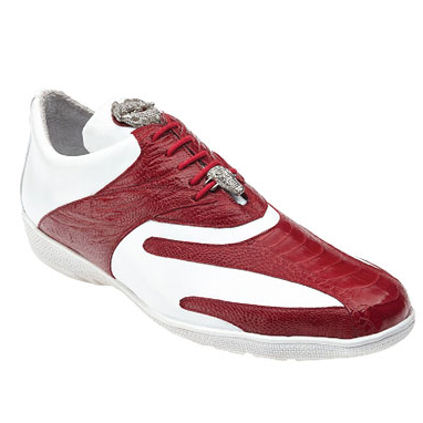 Belvedere Bene Ostrich & Calfskin Sneakers Red / White