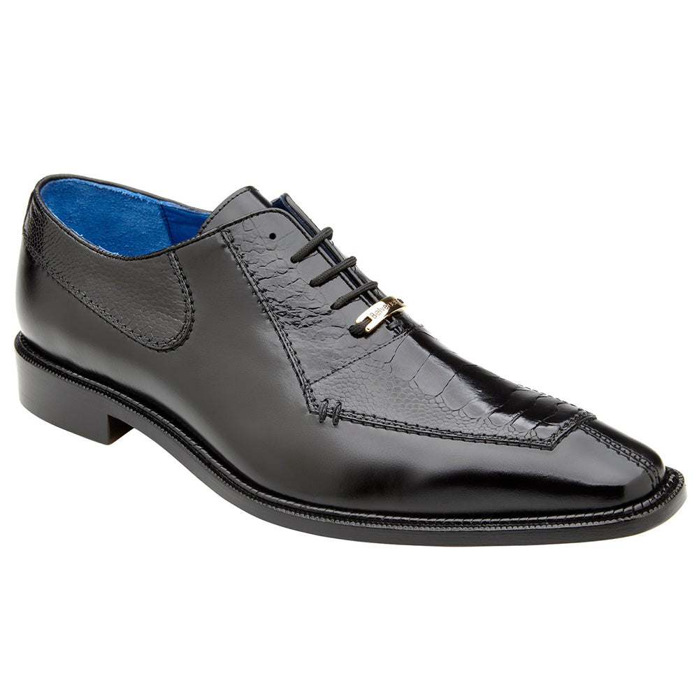 Belvedere Biagio Genuine Ostrich Leg / Calfskin Shoes Black (B13)