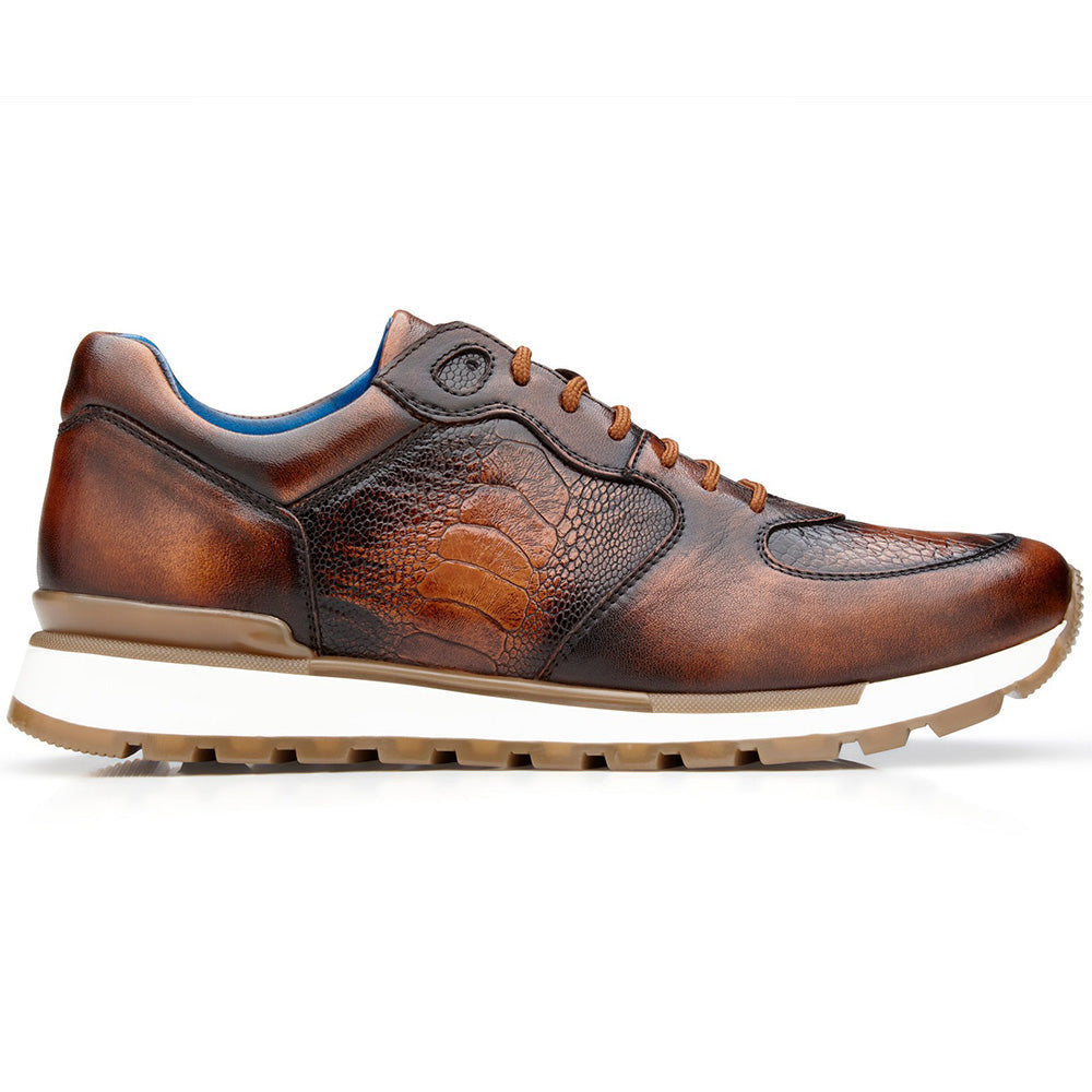 Belvedere Bobo Genuine Ostrich Leg / Calfskin Sneakers Antique Walnut