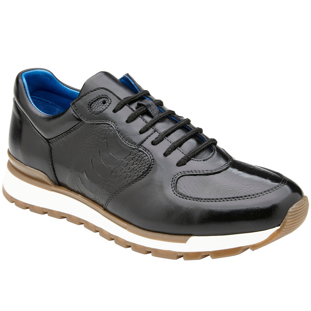 Belvedere Bobo Genuine Ostrich Leg / Calfskin Sneakers Black