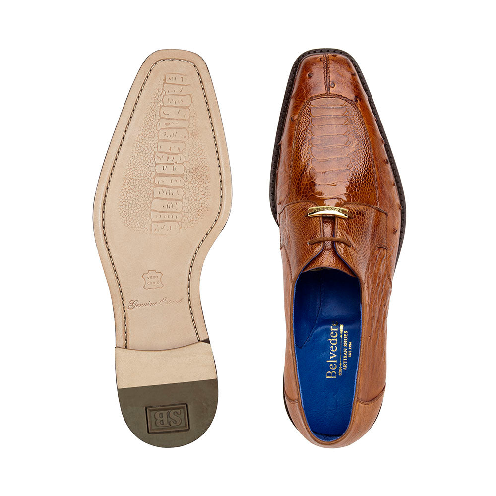 Belvedere Bolero Genuine Ostrich Shoes Antique Almond (R43)