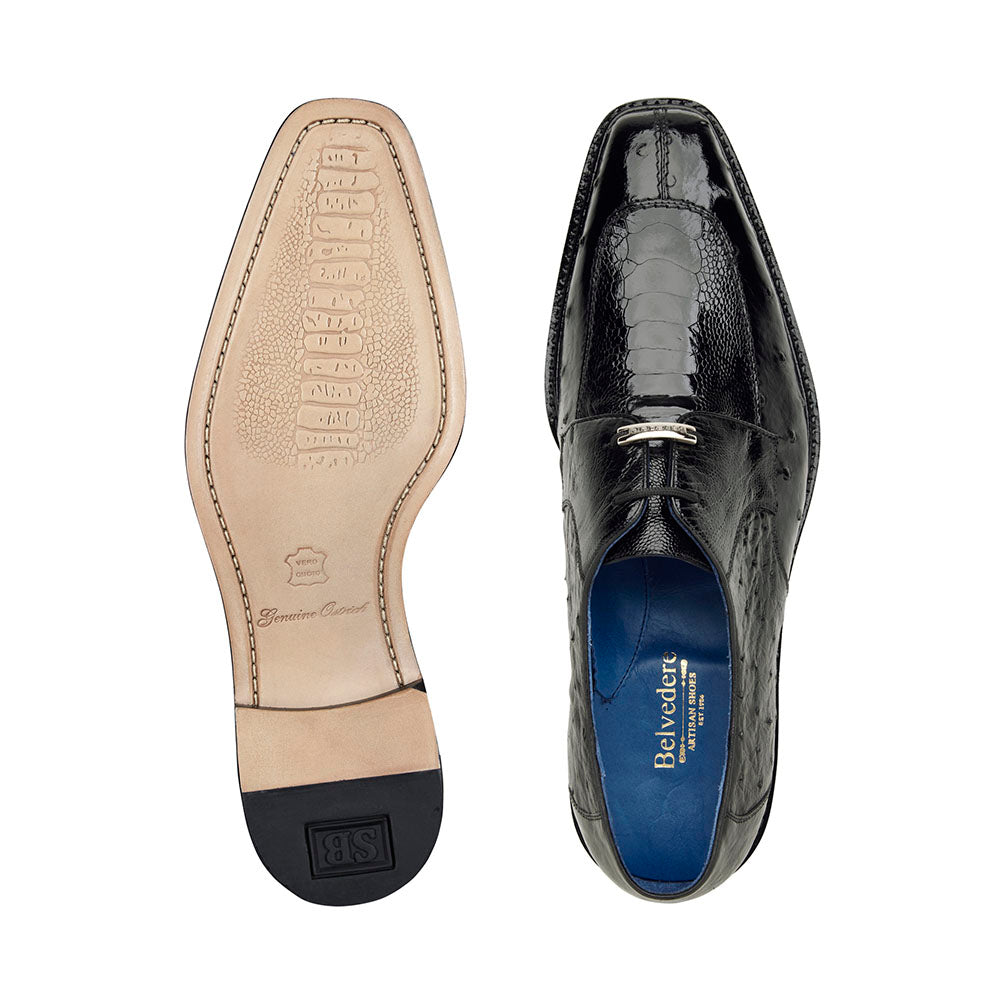 Belvedere Bolero Genuine Ostrich Shoes Black (R43)