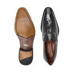 Belvedere Bosco Alligator & Calf Tassel Loafers Black