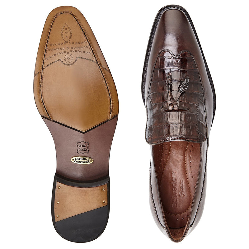 Belvedere Bosco Alligator & Calf Tassel Loafers Tobacco
