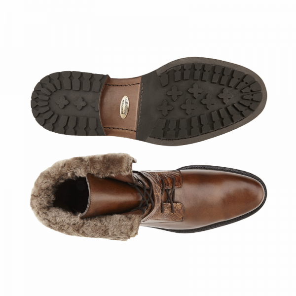 Belvedere Bosco Calfskin & Alligator Boots Antique Almond