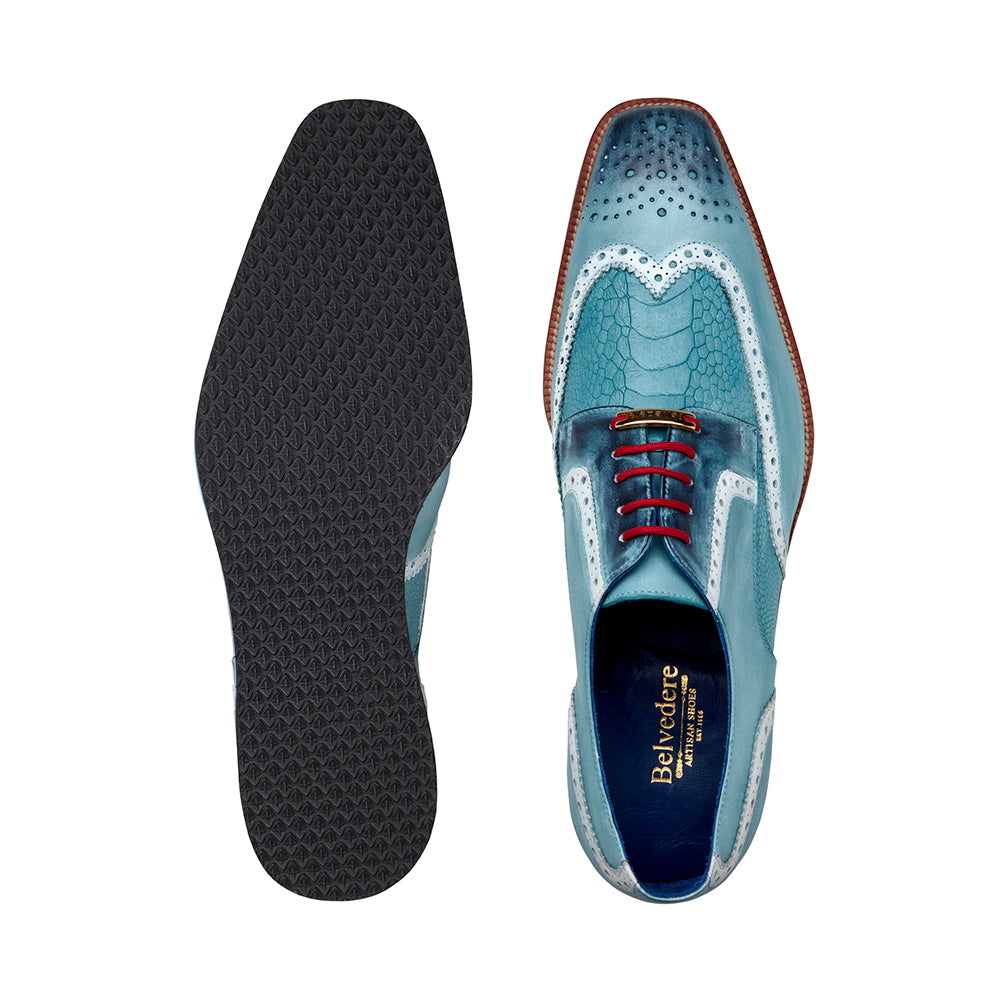 Belvedere Brady Ostrich / Calfskin Shoes Aqua