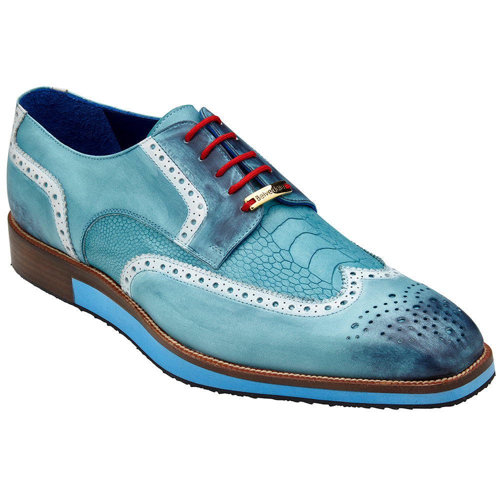 Belvedere Brady Ostrich / Calfskin Shoes Aqua