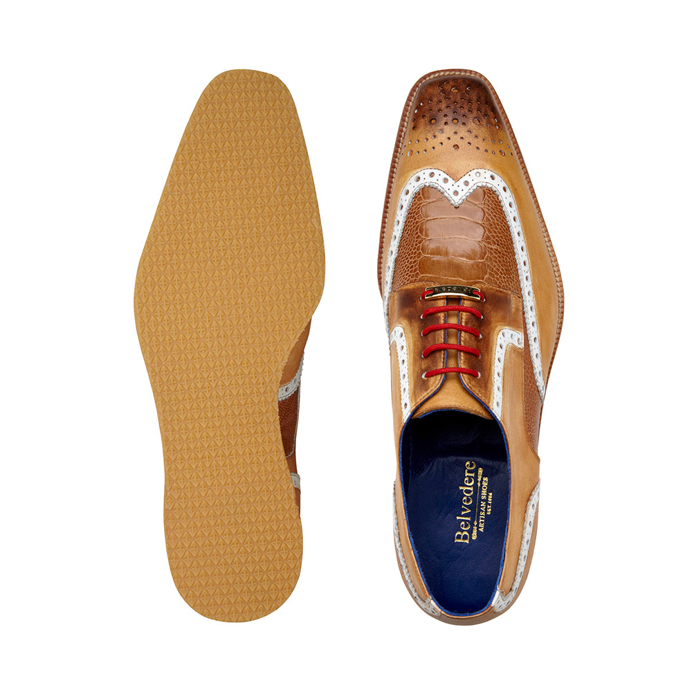 Belvedere Brady Ostrich / Calfskin Shoes Saddle