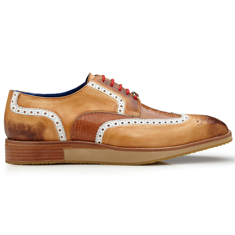 Belvedere Brady Ostrich / Calfskin Shoes Saddle
