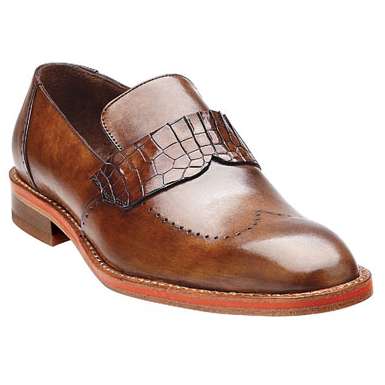 Belvedere Bruno Alligator & Calfskin Wingtip Loafers Antique Mustard