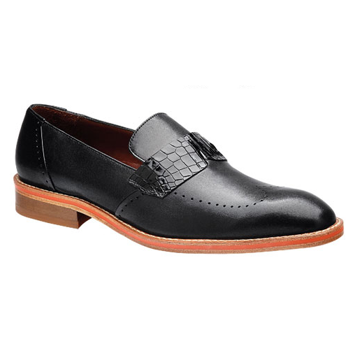 Belvedere Bruno Alligator & Calfskin Wingtip Loafers Black