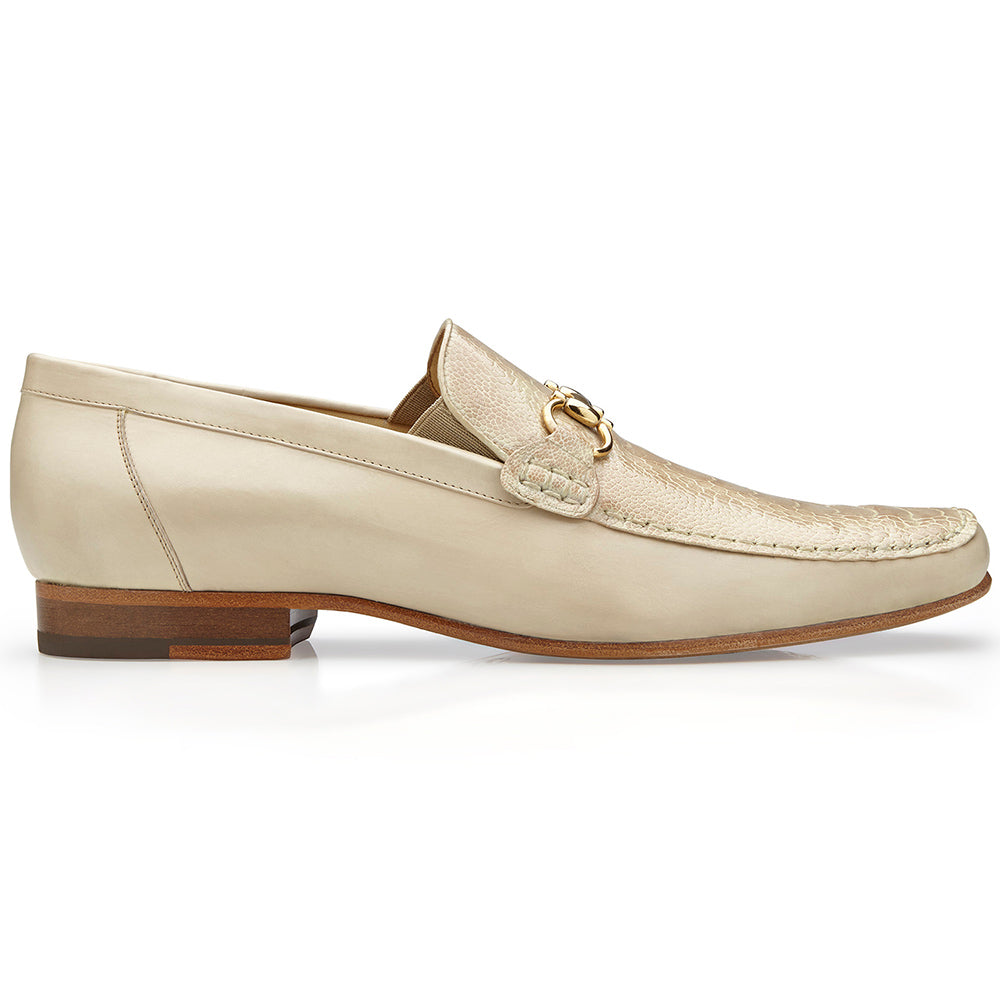 Belvedere Bruno Genuine Ostrich / Italian Calfskin Loafers Cream