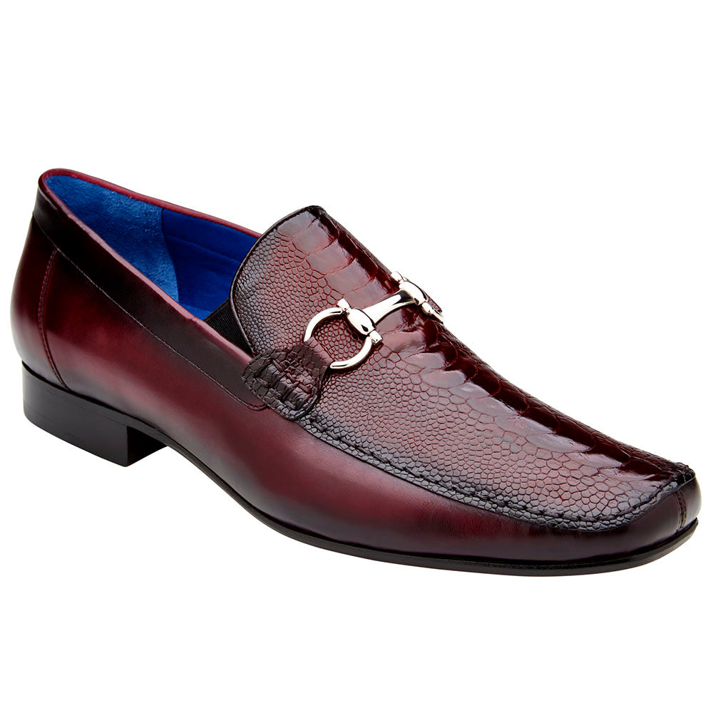 Belvedere Bruno Ostrich & Italian Calfskin Shoes Dark Burgundy (1026)