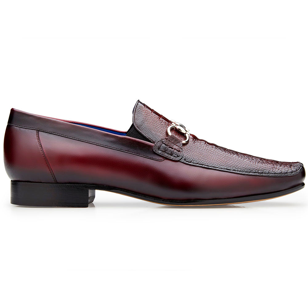 Belvedere Bruno Ostrich & Italian Calfskin Shoes Dark Burgundy