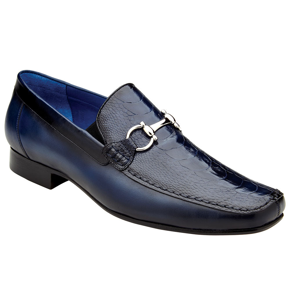 Belvedere Bruno Ostrich & Italian Calfskin Shoes Navy (1026)
