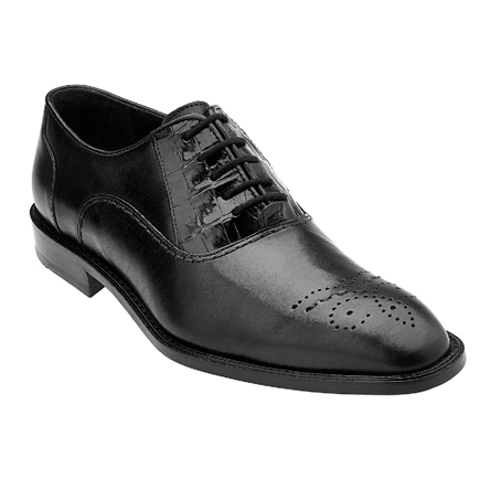 Belvedere Como Calfskin & Alligator Oxfords Black