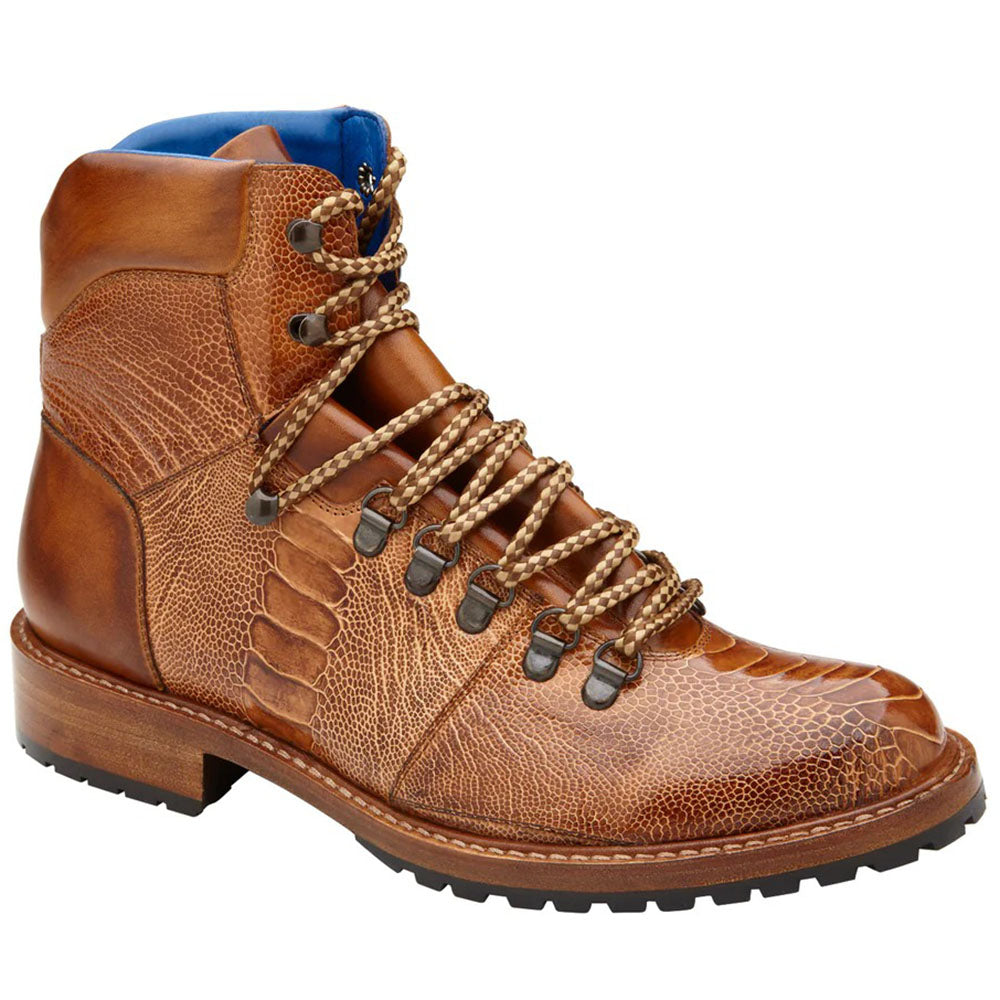 Belvedere Como Genuine Ostrich Leg / Italian Leather Hiker Boots Ant Brandy