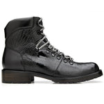 Belvedere Como Genuine Ostrich Leg / Italian Leather Hiker Boots Black
