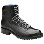 Belvedere Como Genuine Ostrich Leg / Italian Leather Hiker Boots Black