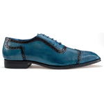 Belvedere Corey Ostrich & Calfskin Shoes Antique Blue Safari