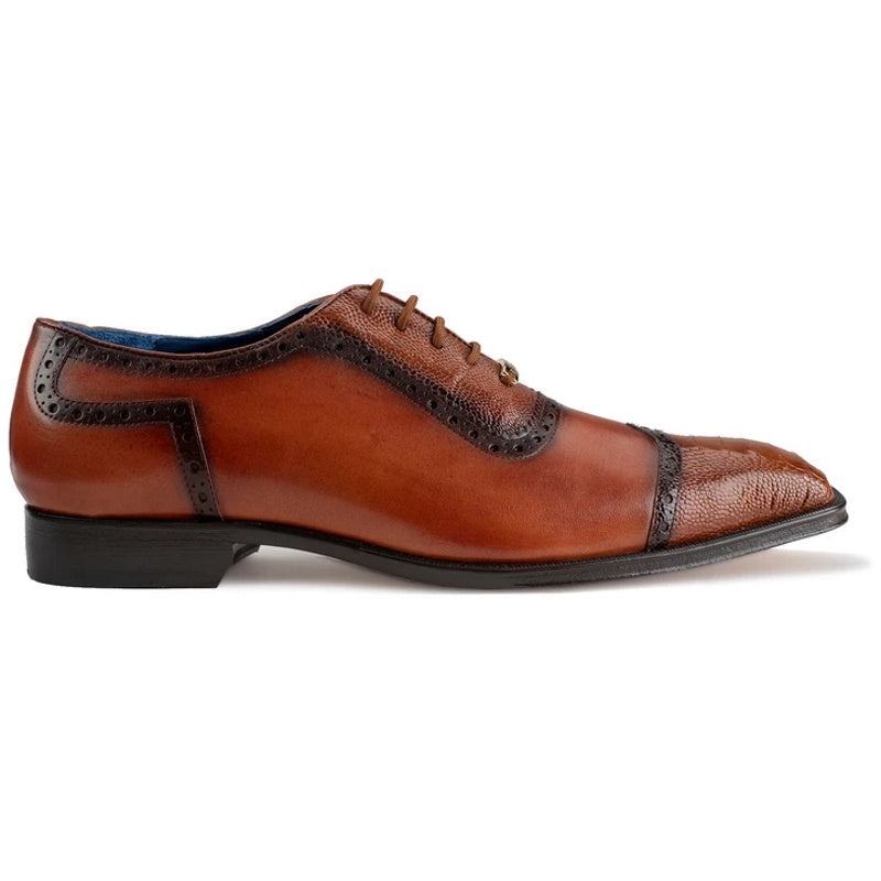 Belvedere Corey Ostrich & Calfskin Shoes Antique Honey