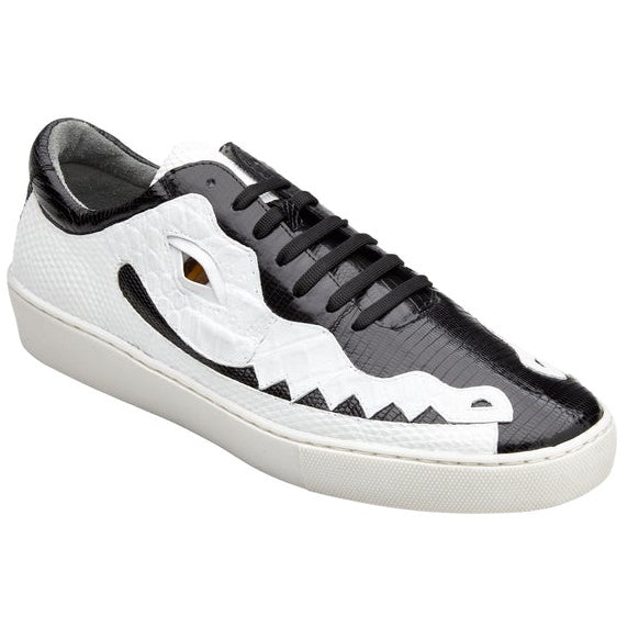 Belvedere Corona Crocodile & Lizard Sneakers Black / White