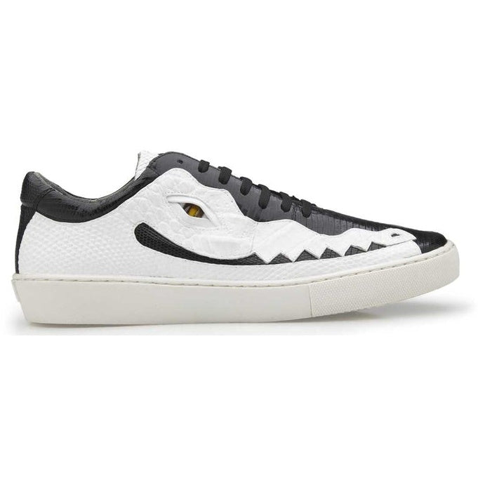 Belvedere Corona Crocodile & Lizard Sneakers Black / White