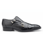Belvedere Cotto Ostrich Double Monk Strap Shoes Black