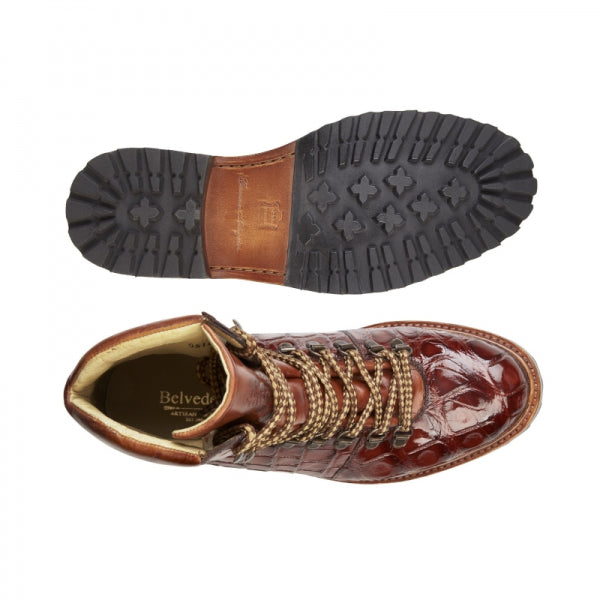 Belvedere Damian Alligator & Calfskin Boots Peanut