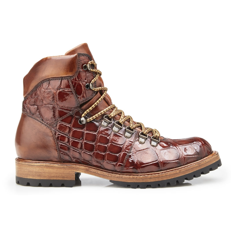 Belvedere Damian Alligator & Calfskin Boots Peanut