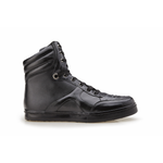 Belvedere Damian Ostrich & Calfskin High Top Sneakers Black