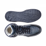 Belvedere Damian Ostrich & Calfskin High Top Sneakers Navy Blue