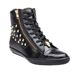 Belvedere Dante Crocodile & Calfskin Side Zipper Sneakers Black