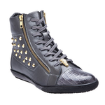 Belvedere Dante Crocodile & Calfskin Side Zipper Sneakers Spring Gray