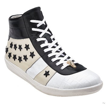 Belvedere David Crocodile & Calfskin Sneakers White / Black