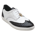 Belvedere Diego Calfskin & Crocodile Wingtip Sneakers Black / White