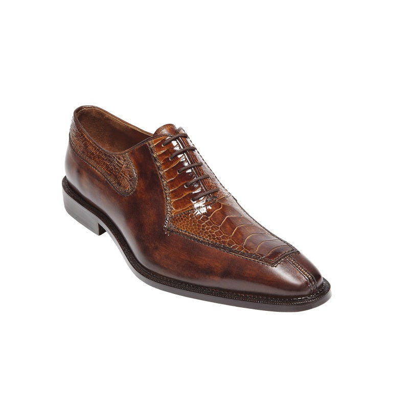 Belvedere Dino Ostrich & Calfskin Shoes Antique Camel/Almond