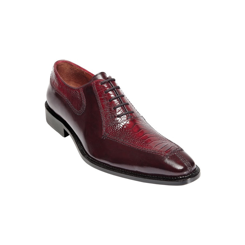 Belvedere Dino Ostrich & Calfskin Shoes Antique Red