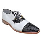 Belvedere Dotto Crocodile & Lizard Spectator Shoes White / Black