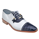 Belvedere Dotto Crocodile & Lizard Spectator Shoes White / Navy