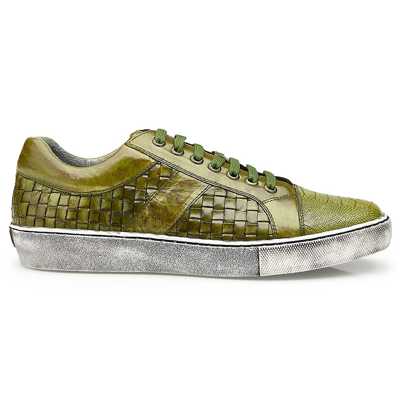 Belvedere Ecco Ostrich Woven Sneakers Antique Emerald