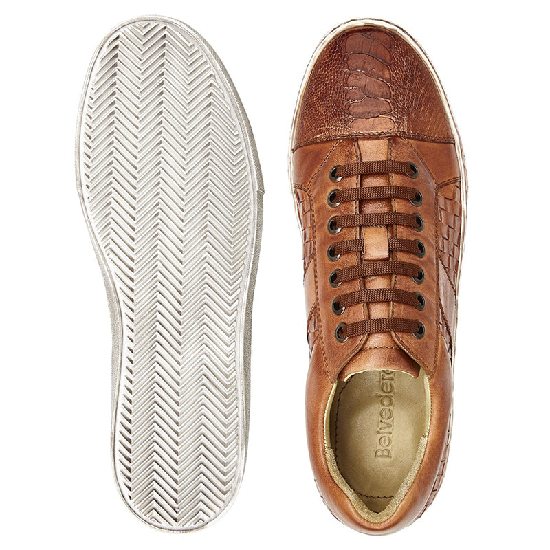 Belvedere Ecco Ostrich Woven Sneakers Antique Honey