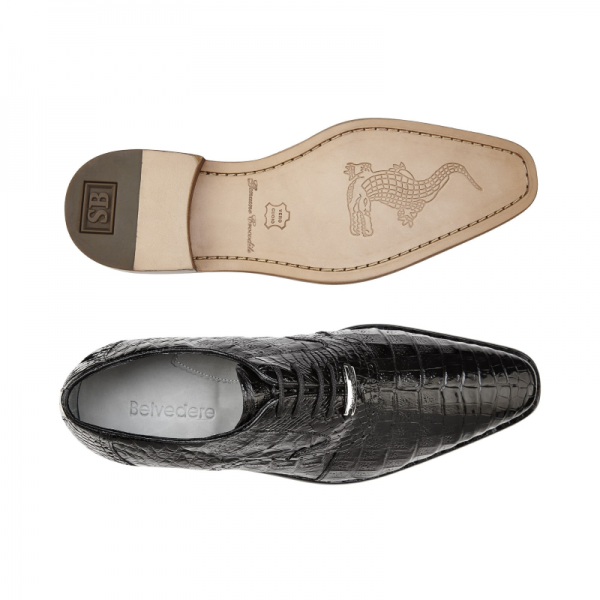 Belvedere Edo Crocodile Oxfords Black