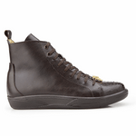 Belvedere Elio Calfskin & Ostrich High Top Sneakers Brown