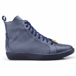 Belvedere Elio Calfskin & Ostrich High Top Sneakers Navy