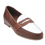Belvedere Emanuel Deerskin & Alligator Spectator Shoes Honey / White