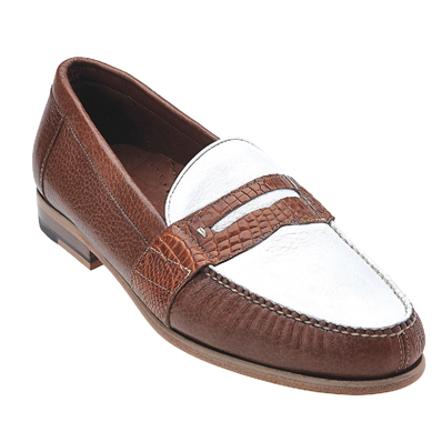 Belvedere Emanuel Deerskin & Alligator Spectator Shoes Honey / White
