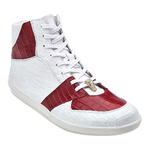 Belvedere Enzo Shark Skin & Crocodile Sneakers White / Red